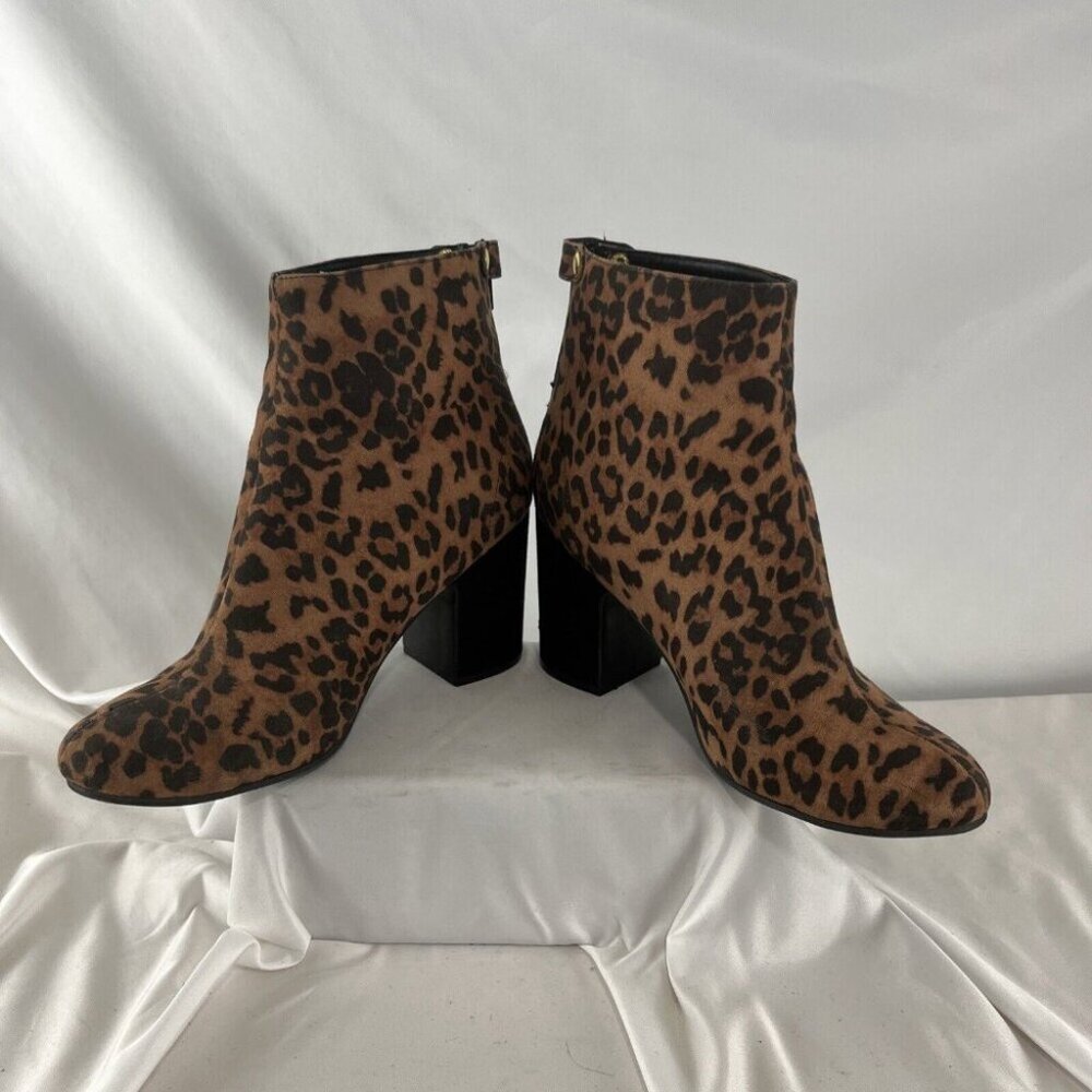 Steve Madden Confident Fabric Leopard Print Block Heel Bootie Women’s Size 8.5 - Picture 7 of 16